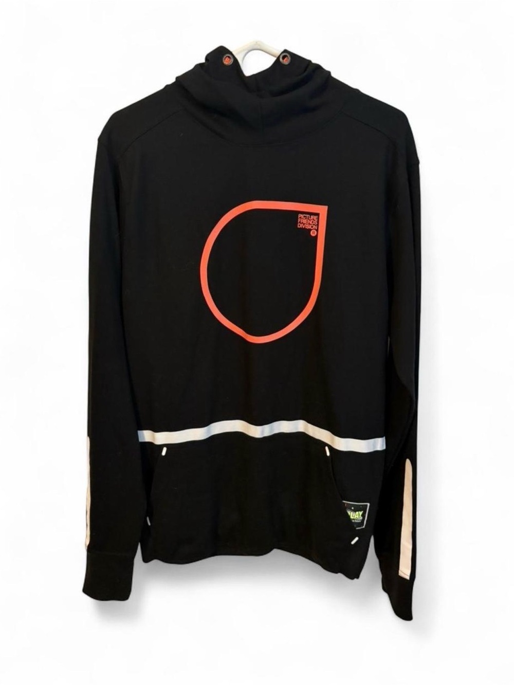 Black Hoodie with Coral Accent Graphic by Picture Organic